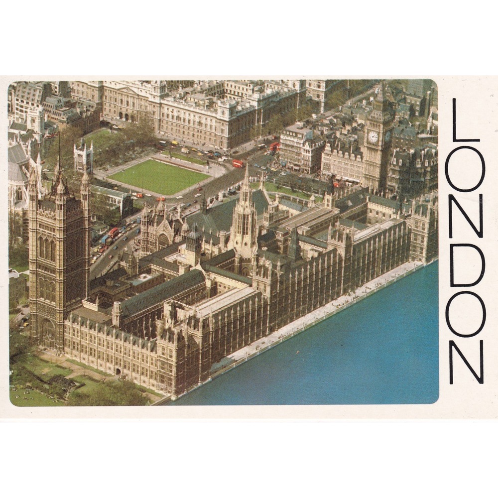London Houses Parliament Big Ben Postcard Gothic Architectural Landmark Unposted